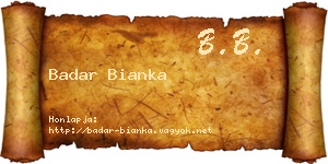 Badar Bianka névjegykártya